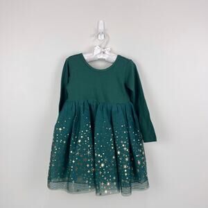 Hanna Andersson Long Sleeve Shimmer Tulle Dress Green 90 cm 3T